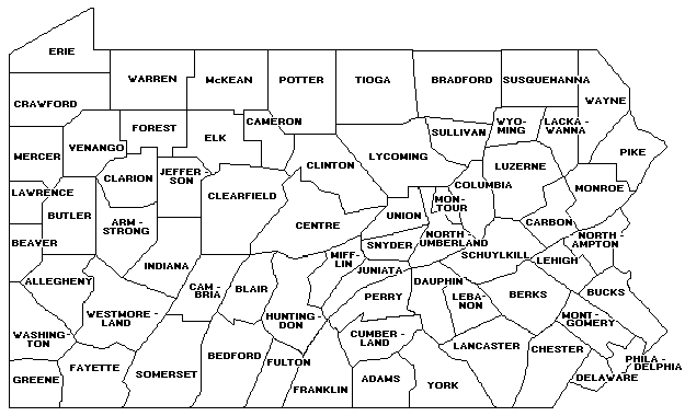 County Map of Pennsylvania